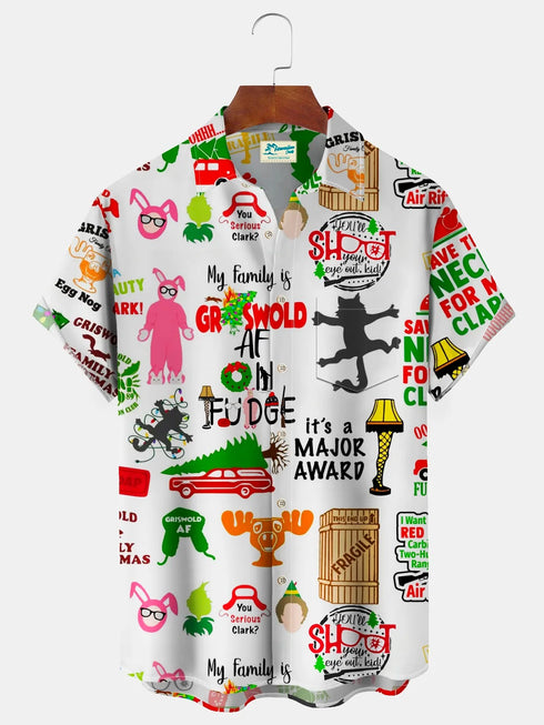 Men's Christmas Funny Graphic Short Sleeve Hawaiian Shirt
